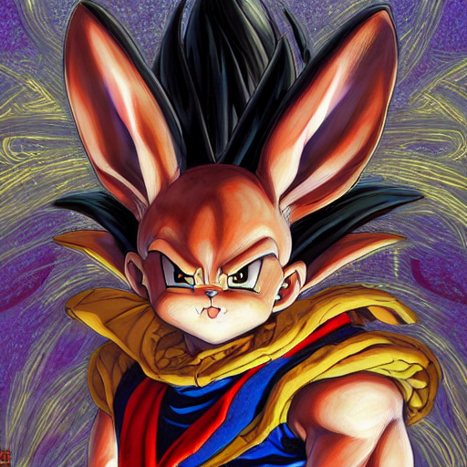 00199-4040565835-saiyan rabbit, bunny, big ears, exquisite detail, anime art, ornate, high detail, masterpiece, cute face, 4k, art by Donato Gian.png